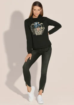 Bedrucktes Sweatshirt mit Glanzakzenten