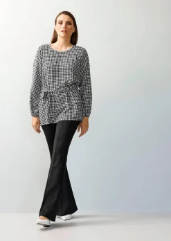 Bluse in Hahnentrittdessin