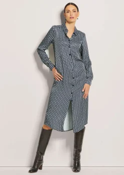 Hemdblusenkleid in bedruckter Satin-Qualität