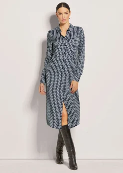 Hemdblusenkleid in bedruckter Satin-Qualität