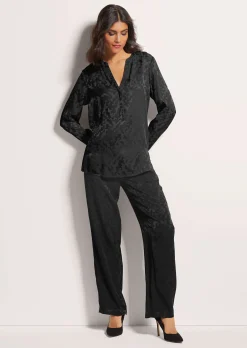 Lange Jacquard-Bluse