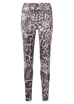 Leggings mit Leo-Print und Mesheinsätzen