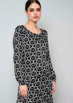 Longbluse in grafischem Dessin