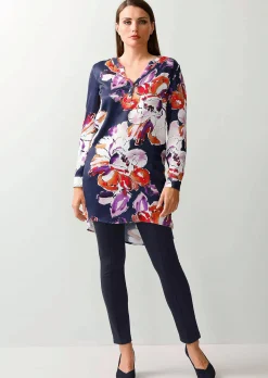 Longbluse mit floralem Print