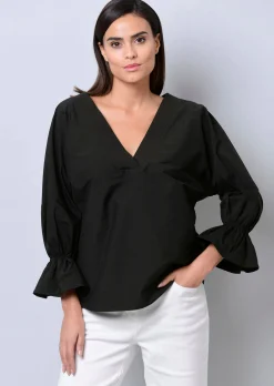 Oversizedbluse mit Volant am Ärmelabschluss