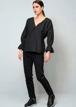 Oversizedbluse mit Volant am Ärmelabschluss