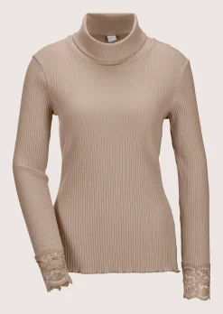 Rollkragen-Shirt mit Spitze
