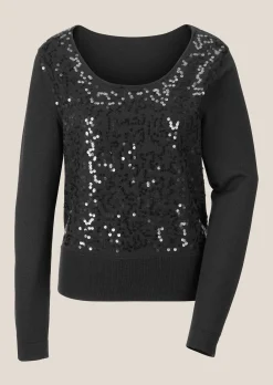 Rundhals-Pullover mit Pailletten