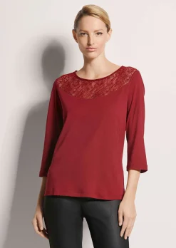 Rundhals-Shirt mit Spitze