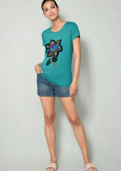 Shirt mit Blumenapplikation