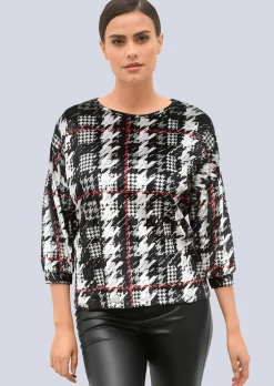 Shirt mit Hahnentrittdessin
