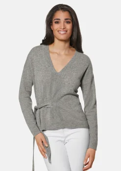 V-Pullover mit Bindeband