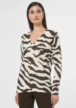 Zebra-Pullover mit flauschigem Alpaka
